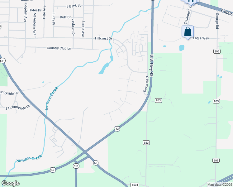 map of restaurants, bars, coffee shops, grocery stores, and more near 1209 Applewood Court in Ashland