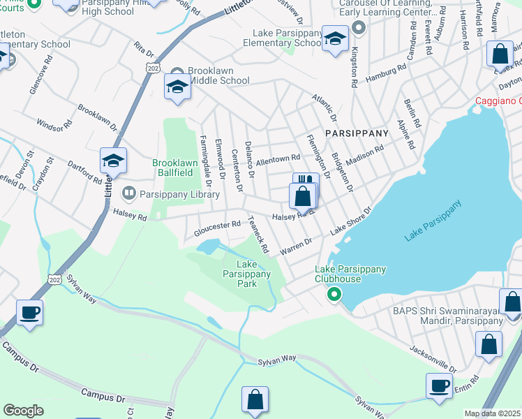 map of restaurants, bars, coffee shops, grocery stores, and more near 237 Halsey Rd in Parsippany-Troy Hills