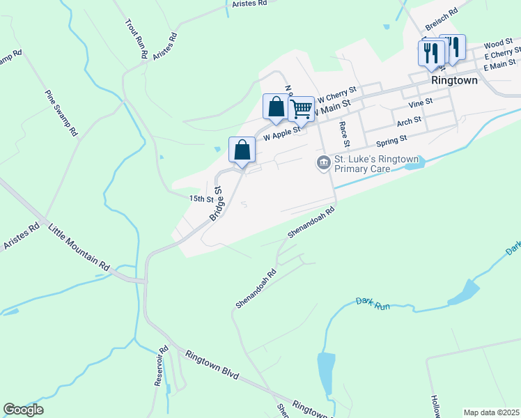 map of restaurants, bars, coffee shops, grocery stores, and more near 700 W Main St in Ringtown