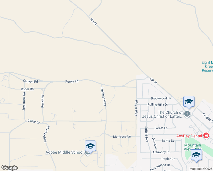 map of restaurants, bars, coffee shops, grocery stores, and more near Rocky Rd in Elko