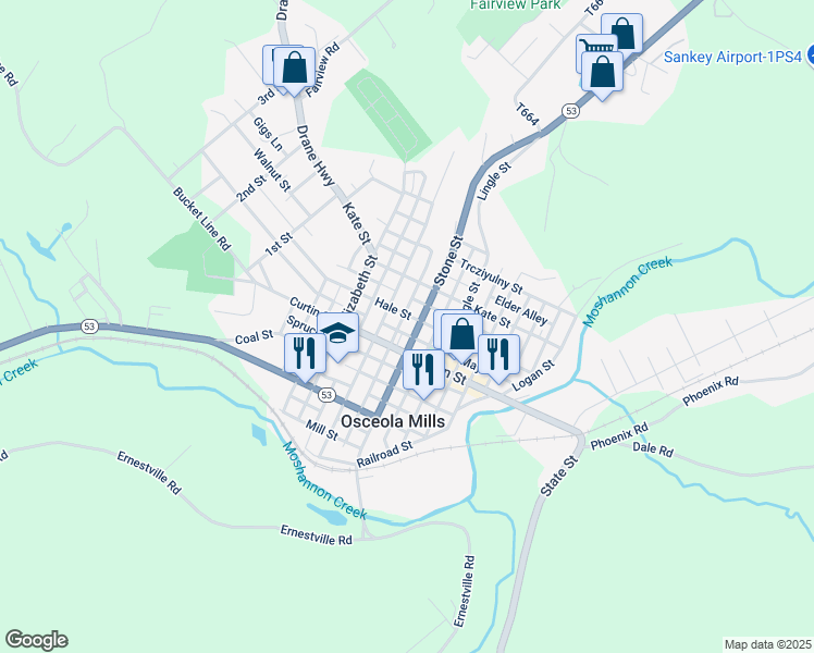 map of restaurants, bars, coffee shops, grocery stores, and more near in 