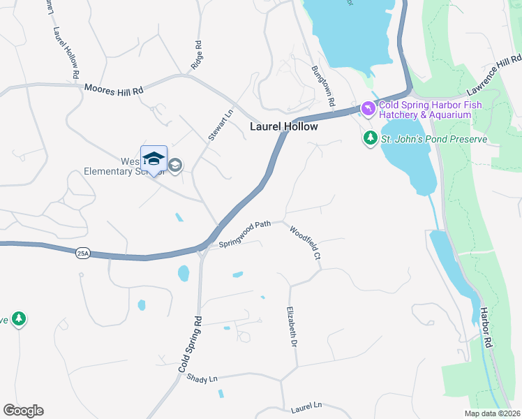 map of restaurants, bars, coffee shops, grocery stores, and more near 11 Springwood Path in Syosset
