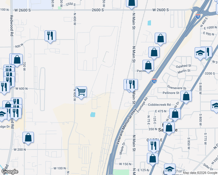map of restaurants, bars, coffee shops, grocery stores, and more near 570 Taylor Way in North Salt Lake