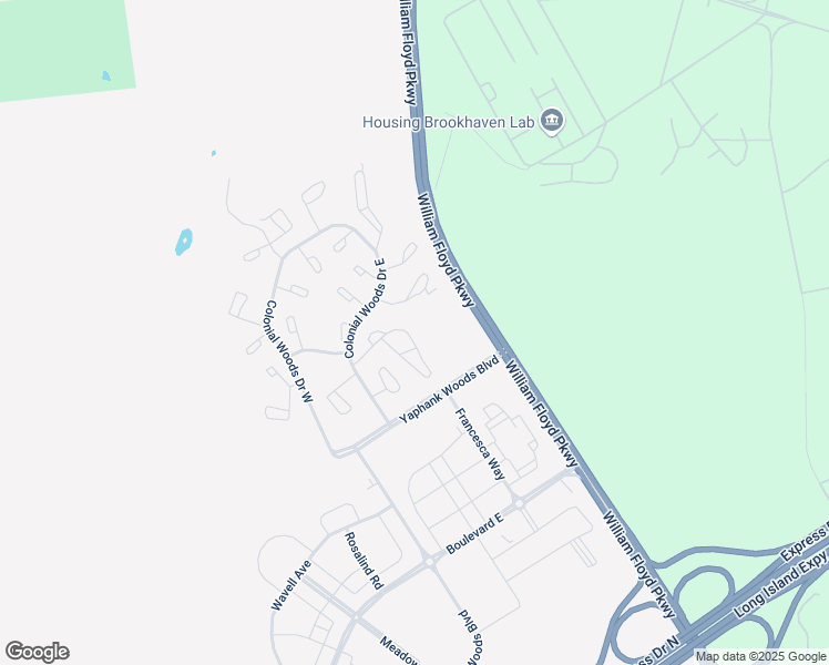 map of restaurants, bars, coffee shops, grocery stores, and more near 33 Hancock Commons in Yaphank
