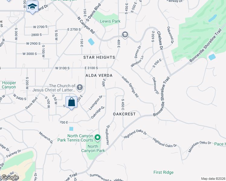 map of restaurants, bars, coffee shops, grocery stores, and more near 424 East Canyon Estates Circle in Bountiful