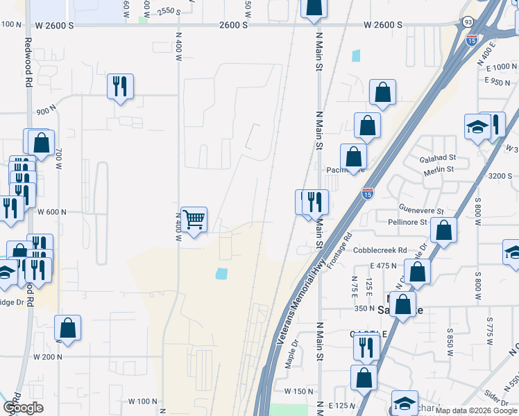 map of restaurants, bars, coffee shops, grocery stores, and more near 570 Taylor Way in North Salt Lake