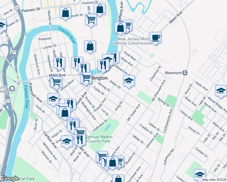 map of restaurants, bars, coffee shops, grocery stores, and more near 65 Tuttle Street in Wallington