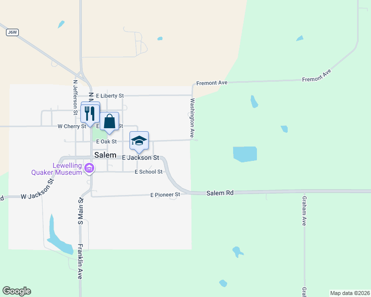 map of restaurants, bars, coffee shops, grocery stores, and more near 608 East Oak Street in Salem