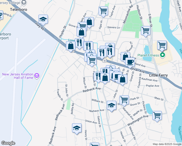 map of restaurants, bars, coffee shops, grocery stores, and more near 325 Main Street in Little Ferry