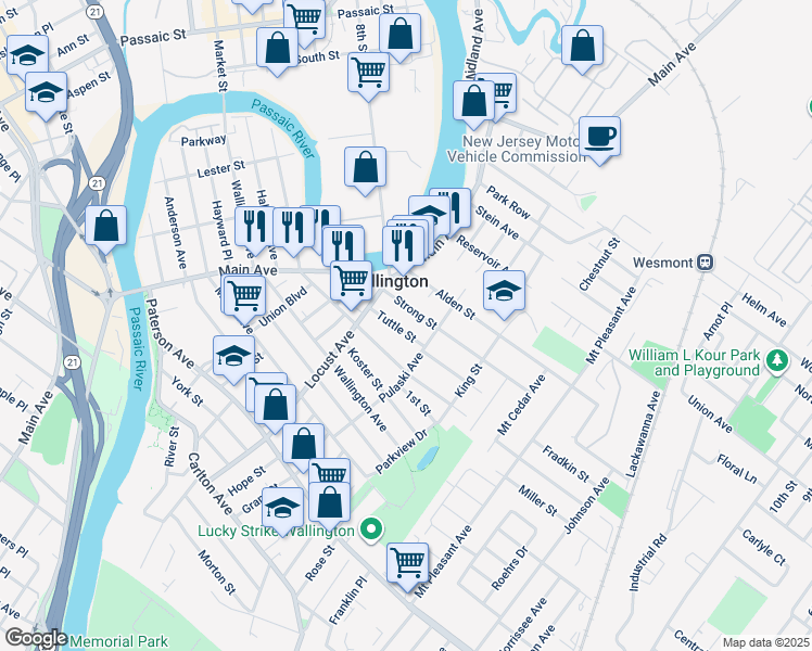 map of restaurants, bars, coffee shops, grocery stores, and more near in Wallington