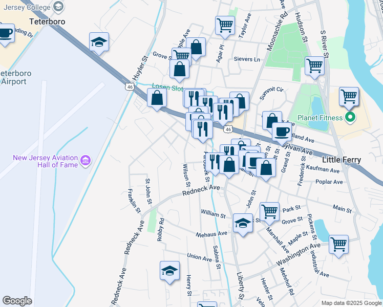 map of restaurants, bars, coffee shops, grocery stores, and more near 325 Main Street in Little Ferry