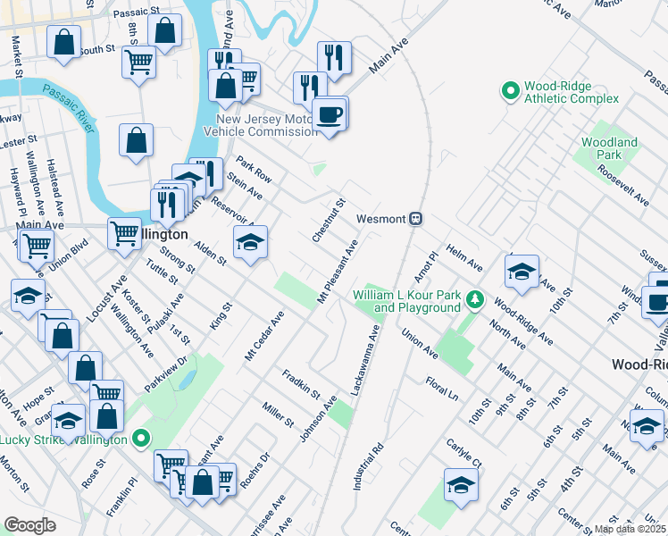 map of restaurants, bars, coffee shops, grocery stores, and more near 36 Lexington Avenue in Wallington