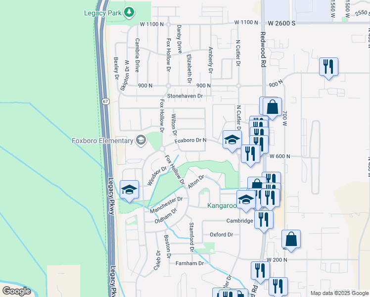 map of restaurants, bars, coffee shops, grocery stores, and more near 972 Woodstock Drive in North Salt Lake