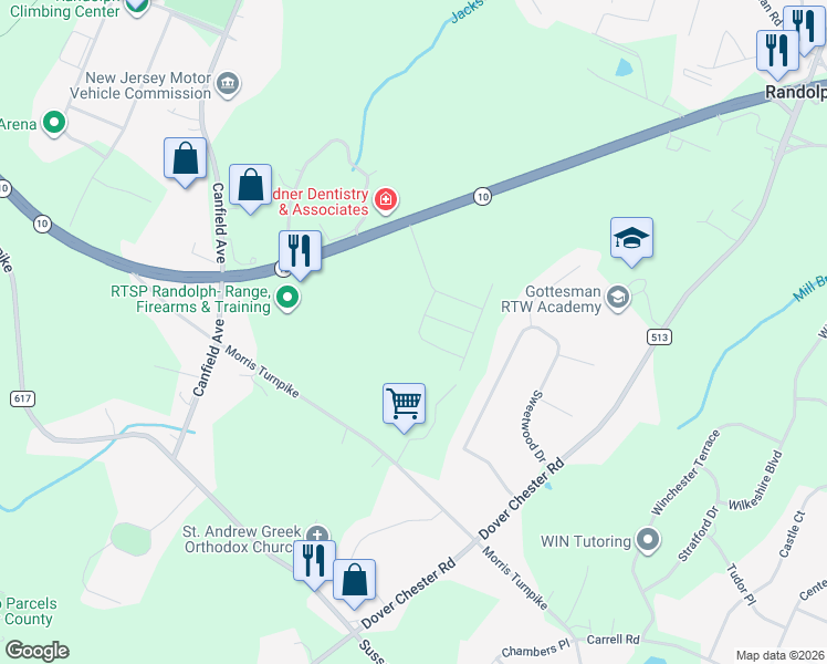 map of restaurants, bars, coffee shops, grocery stores, and more near 931 Highway 10 in Randolph