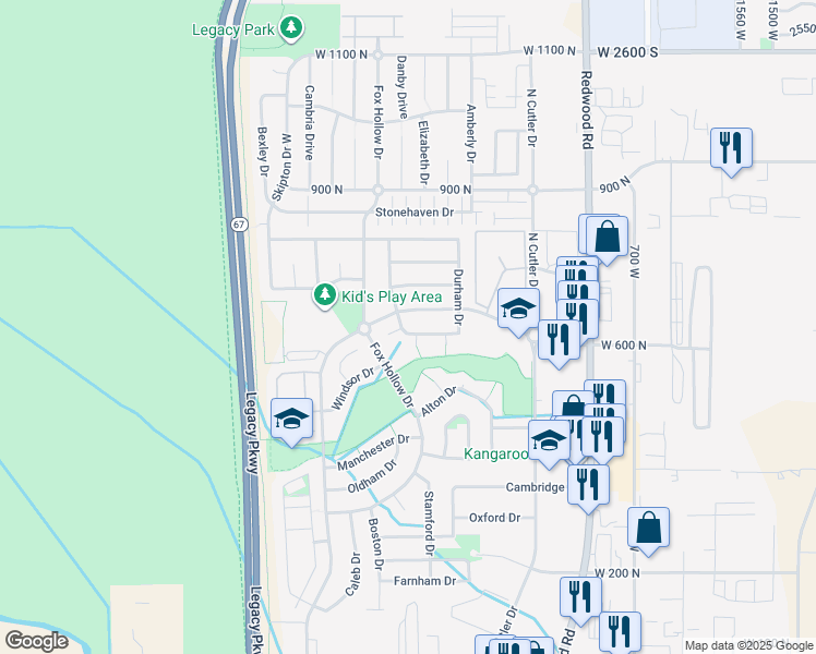 map of restaurants, bars, coffee shops, grocery stores, and more near 980 Woodstock Drive in North Salt Lake