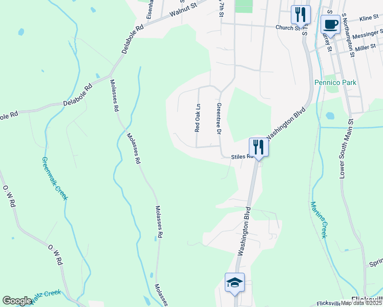 map of restaurants, bars, coffee shops, grocery stores, and more near 177 Red Oak Lane in Bangor