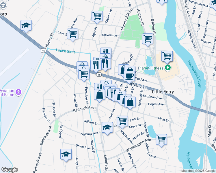 map of restaurants, bars, coffee shops, grocery stores, and more near 49 Charles Street in Little Ferry