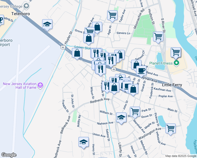map of restaurants, bars, coffee shops, grocery stores, and more near 325 Main Street in Little Ferry