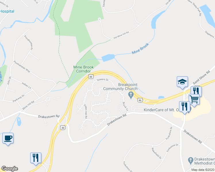 map of restaurants, bars, coffee shops, grocery stores, and more near 211 Winding Hill Drive in Hackettstown
