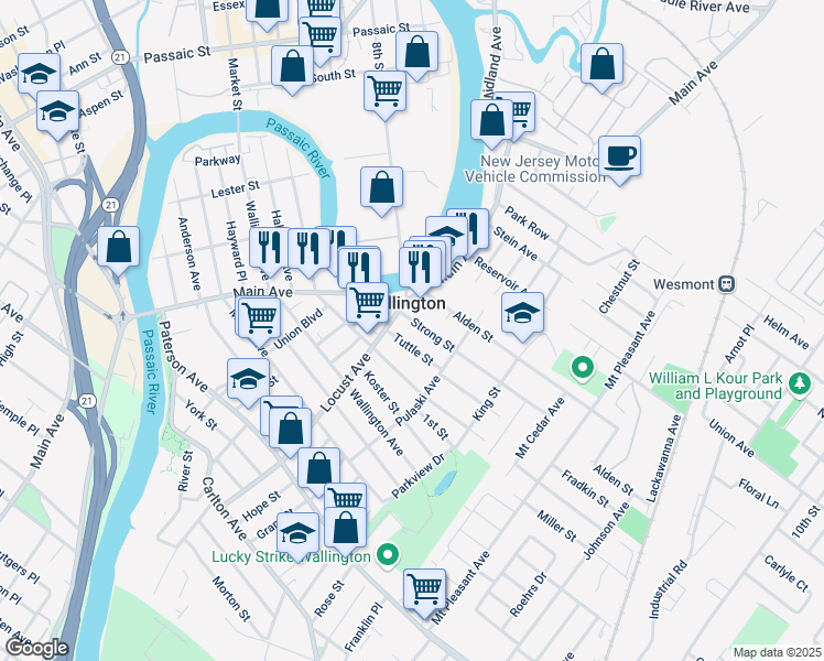 map of restaurants, bars, coffee shops, grocery stores, and more near in Wallington