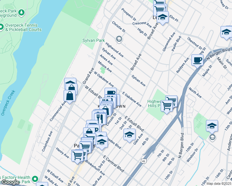 map of restaurants, bars, coffee shops, grocery stores, and more near in Bergen County