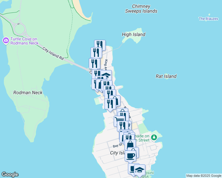 map of restaurants, bars, coffee shops, grocery stores, and more near 560 Minnieford Avenue in The Bronx