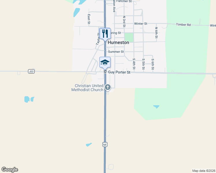 map of restaurants, bars, coffee shops, grocery stores, and more near 509-515 South Front Street in Humeston