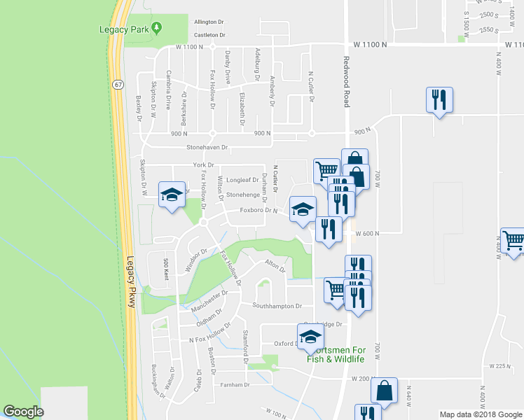 map of restaurants, bars, coffee shops, grocery stores, and more near 916 Foxboro Drive in North Salt Lake