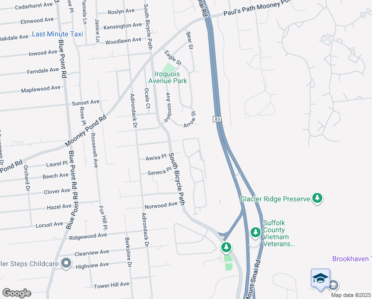 map of restaurants, bars, coffee shops, grocery stores, and more near 70 Horizon View Drive in Farmingville
