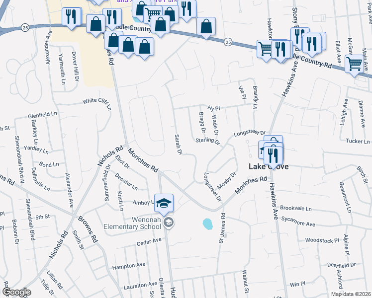 map of restaurants, bars, coffee shops, grocery stores, and more near 45 Sarah Drive in Lake Grove