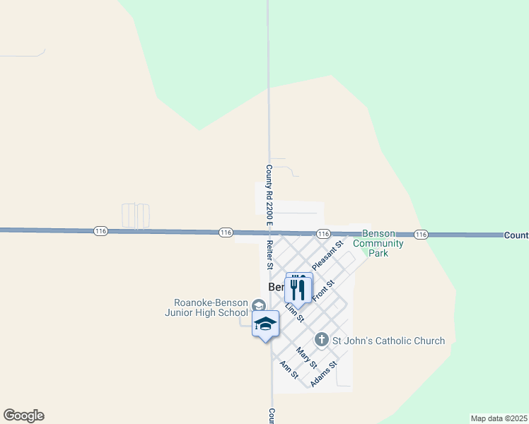 map of restaurants, bars, coffee shops, grocery stores, and more near 109 Reiter Street in Minonk