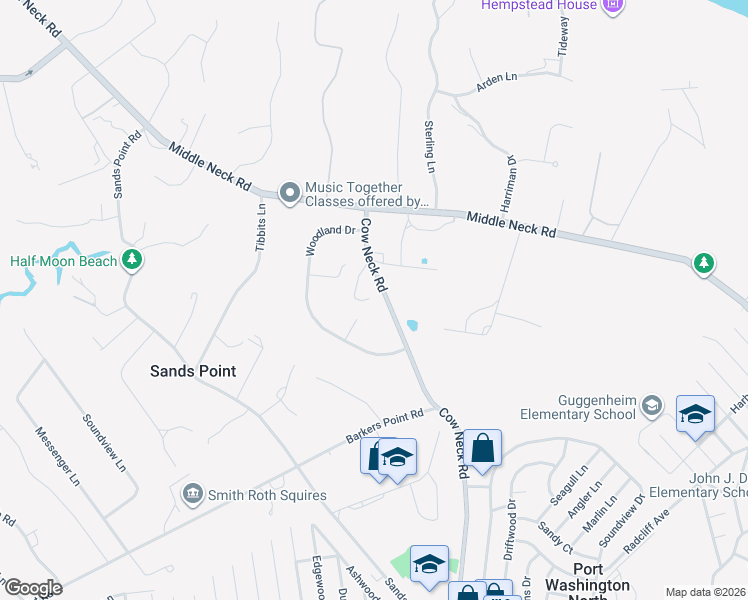 map of restaurants, bars, coffee shops, grocery stores, and more near 54 Cow Neck Road in Sands Point