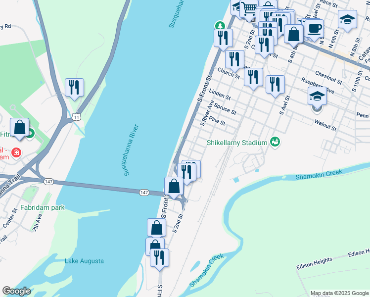 map of restaurants, bars, coffee shops, grocery stores, and more near in Sunbury