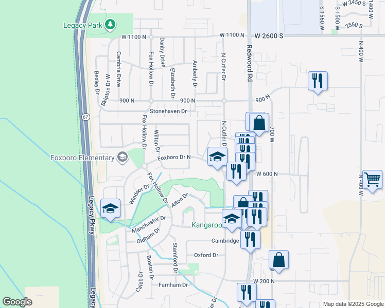 map of restaurants, bars, coffee shops, grocery stores, and more near 702 Durham Drive in North Salt Lake