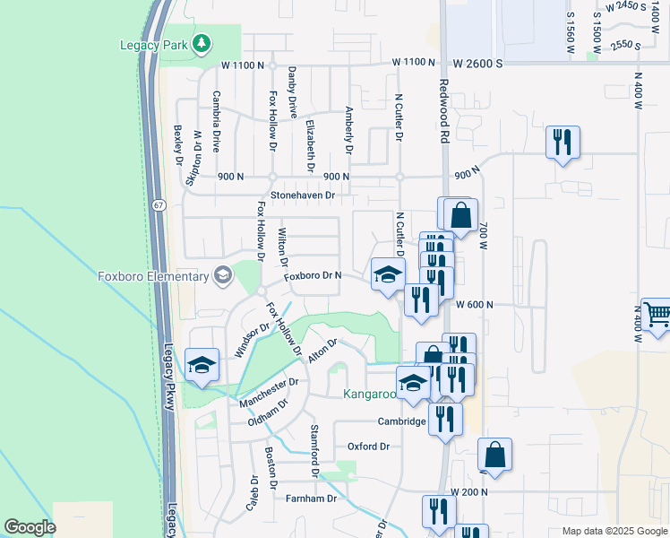 map of restaurants, bars, coffee shops, grocery stores, and more near 916 Foxboro Drive in North Salt Lake