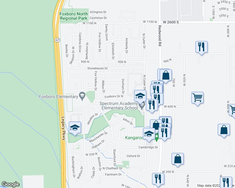 map of restaurants, bars, coffee shops, grocery stores, and more near 932 Foxboro Drive in North Salt Lake