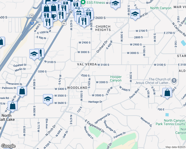 map of restaurants, bars, coffee shops, grocery stores, and more near 3183 South 500 West in Bountiful