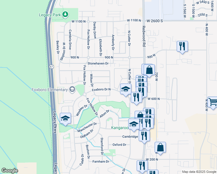 map of restaurants, bars, coffee shops, grocery stores, and more near 916 Foxboro Drive North in North Salt Lake