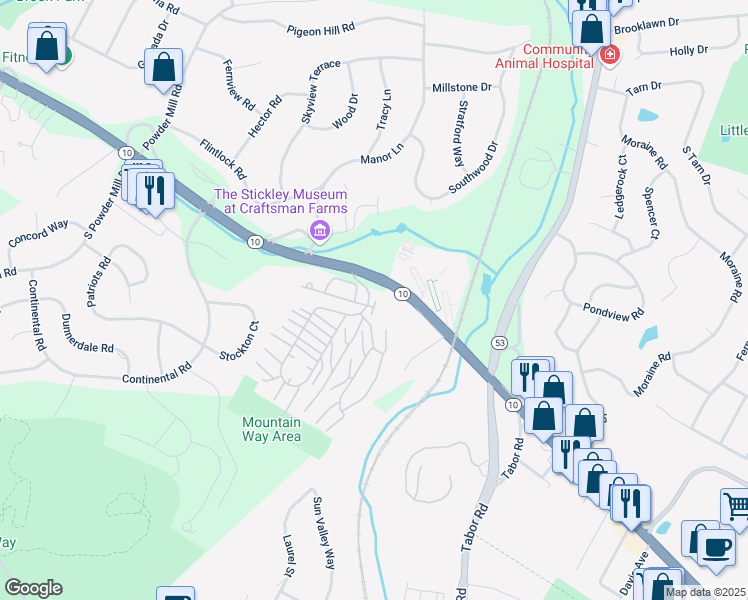 map of restaurants, bars, coffee shops, grocery stores, and more near 2467 Route 10 in Morris Plains