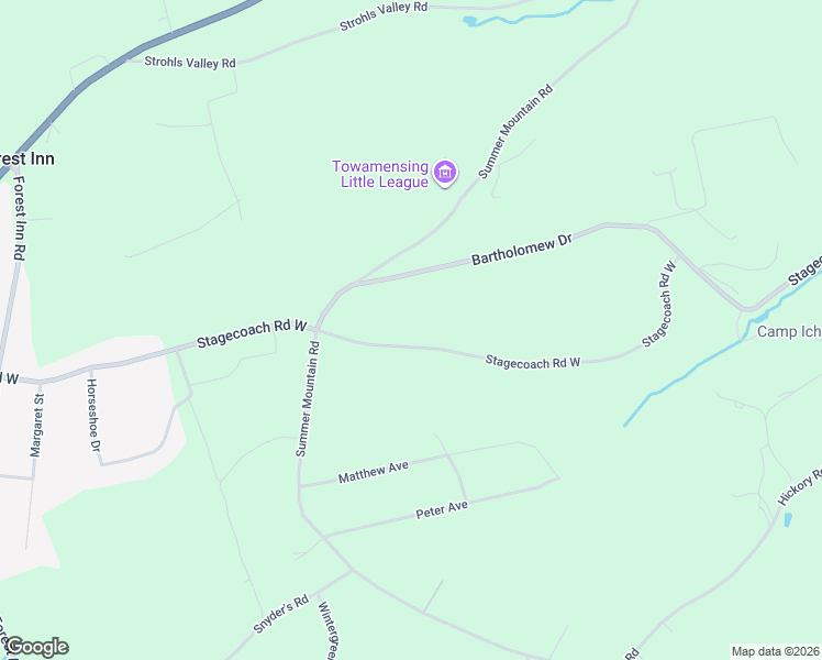 map of restaurants, bars, coffee shops, grocery stores, and more near 2075 Stagecoach Road West in Palmerton