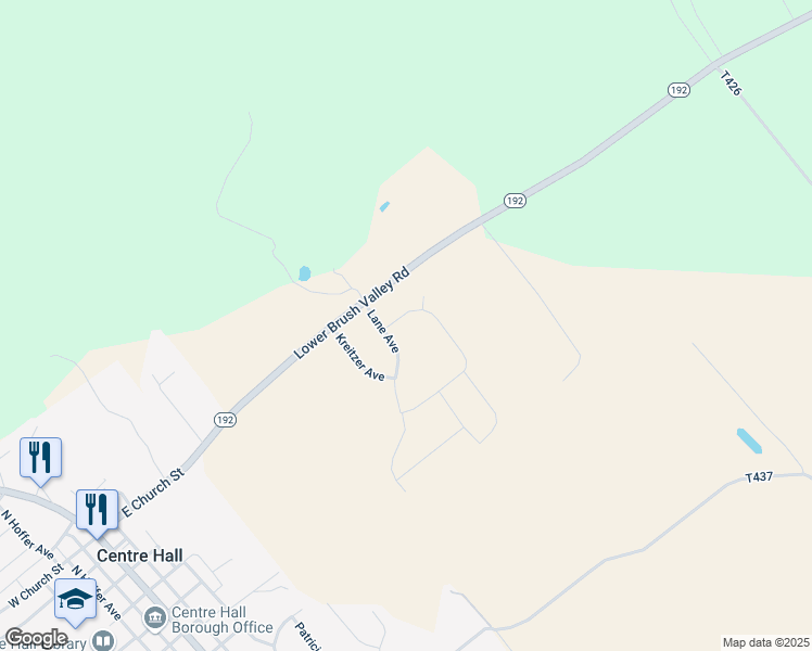 map of restaurants, bars, coffee shops, grocery stores, and more near 123 Saffron Boulevard in Centre Hall