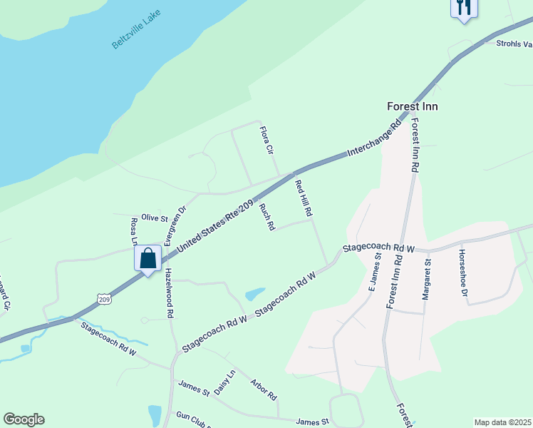 map of restaurants, bars, coffee shops, grocery stores, and more near Ruch Road in Carbon County