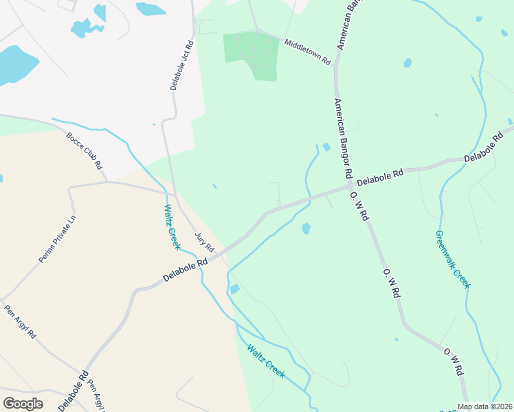 map of restaurants, bars, coffee shops, grocery stores, and more near 2053 Delabole Road in Pen Argyl