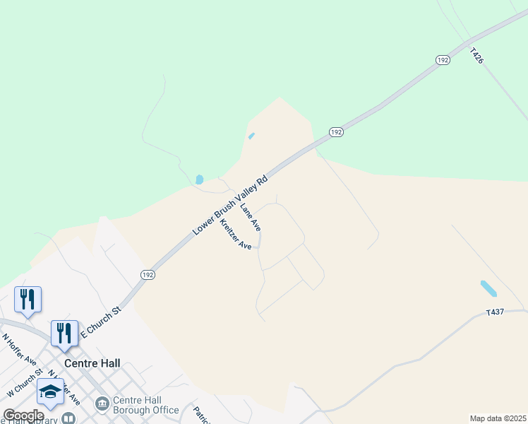 map of restaurants, bars, coffee shops, grocery stores, and more near 123 Saffron Boulevard in Centre Hall