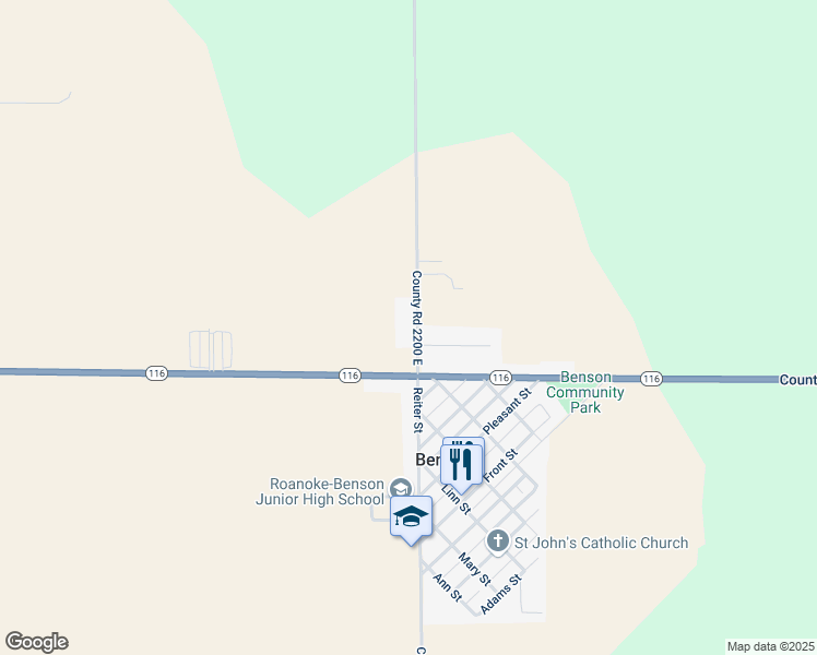 map of restaurants, bars, coffee shops, grocery stores, and more near 109 Reiter Street in Benson