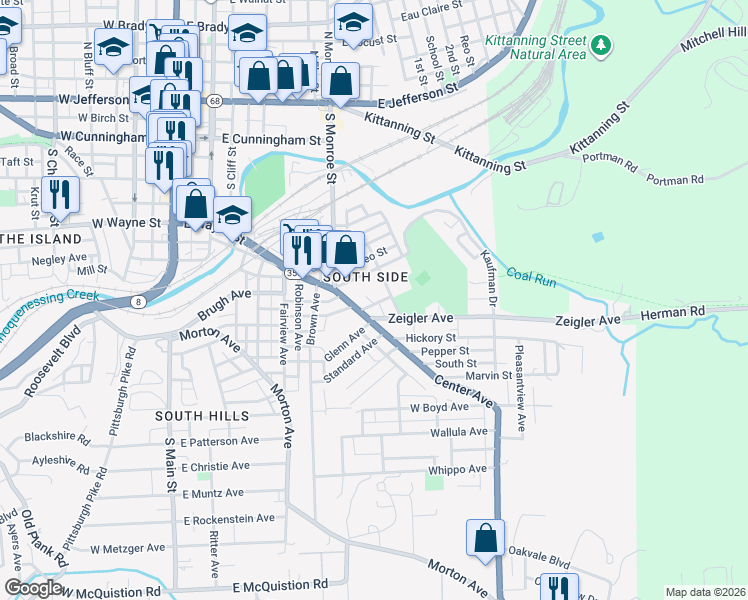 map of restaurants, bars, coffee shops, grocery stores, and more near in Butler