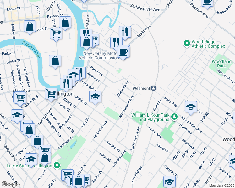 map of restaurants, bars, coffee shops, grocery stores, and more near 36 Lexington Avenue in Wallington
