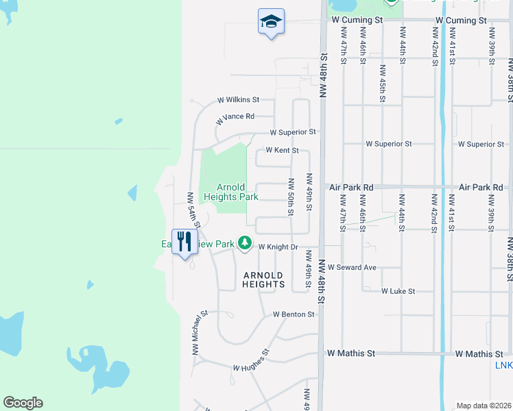 map of restaurants, bars, coffee shops, grocery stores, and more near 5136 West Elba Street in Lincoln