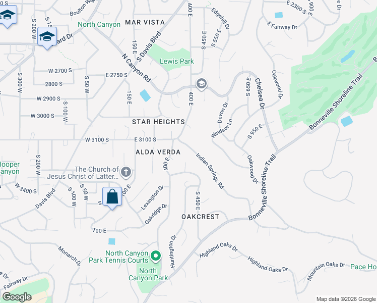 map of restaurants, bars, coffee shops, grocery stores, and more near 3248 Northcanyon Circle in Bountiful
