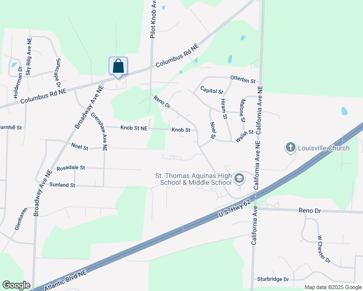 map of restaurants, bars, coffee shops, grocery stores, and more near 2300 Reno Drive in Louisville